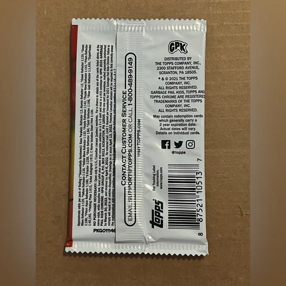 Garbage Pail Kids 2022 Topps Chrome 1986 Original Series 4 Card Pack - Picture 2 of 2